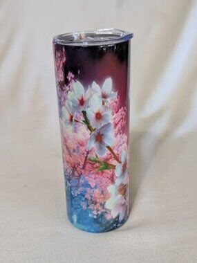 20 oz skinny Tumbler featuring a Cherry Blossom (sakura) sublimation design